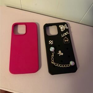 Stylish Black and Pink Phone Case Set